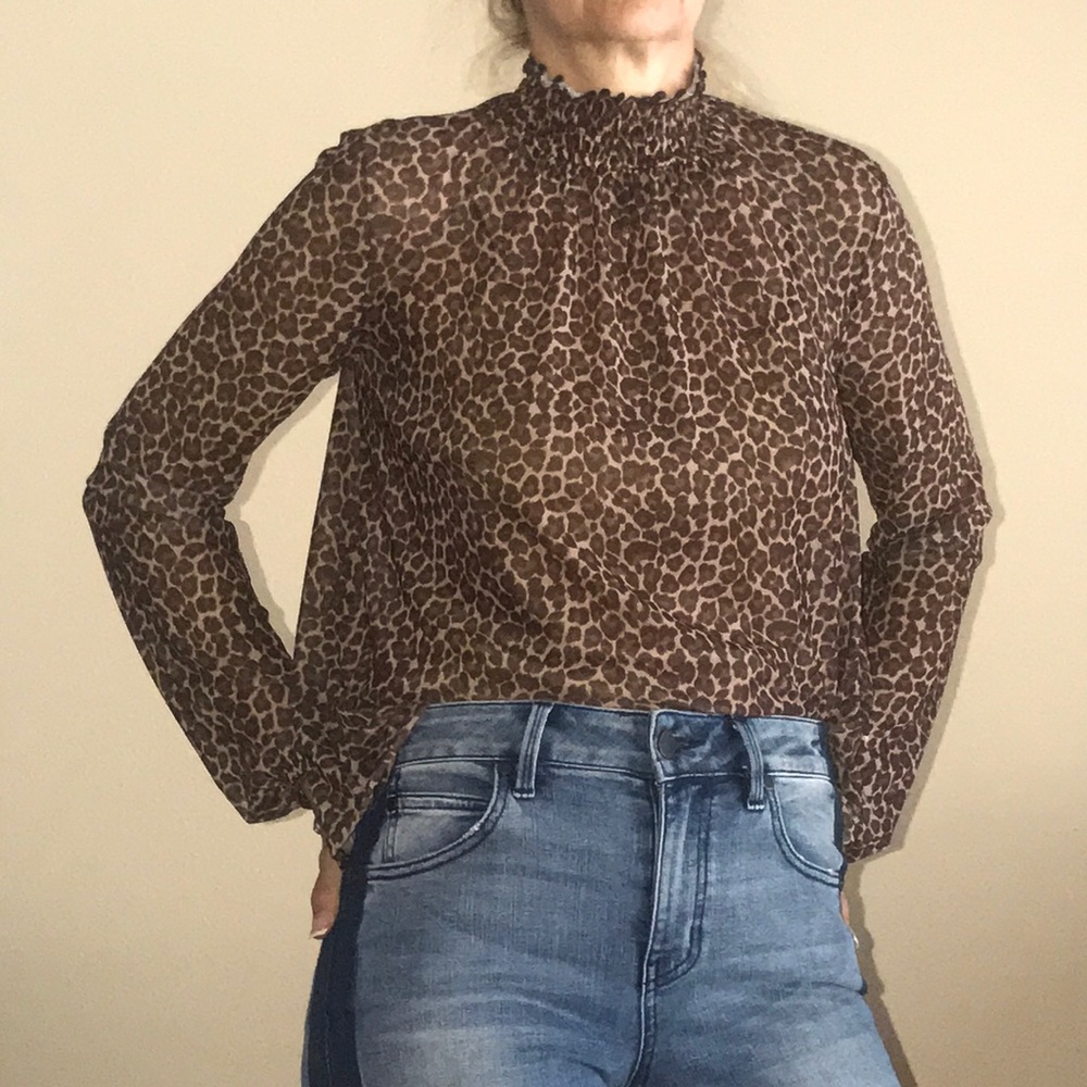 High neck cheetah top